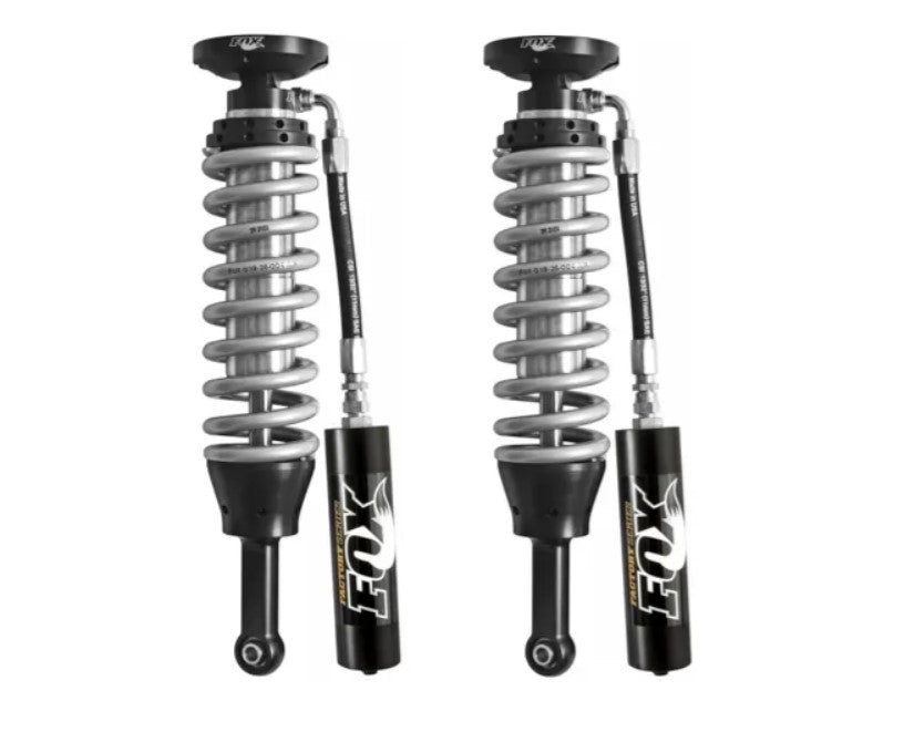 Fox 05+ Tacoma w/UCA 2.5 Factory Series 4.94in. Remote Res. Coilover Set / Mid-Travel - Black/Zinc