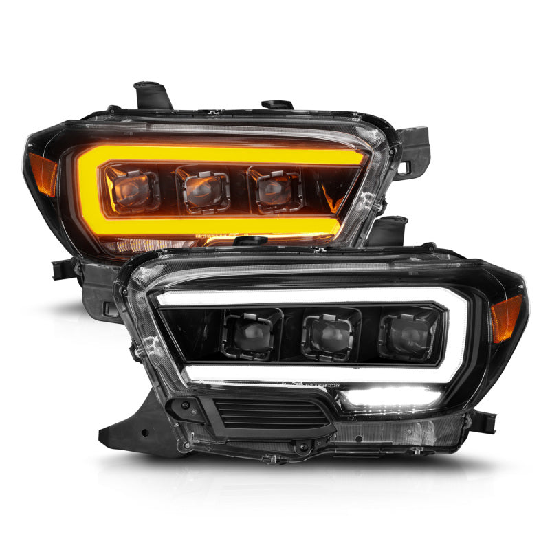 ANZO 16-23 Toyota Tacoma SR/SR5 ONLY Full LED Projector Headlights w/Light Bar Sequential Black w/Initiation Light