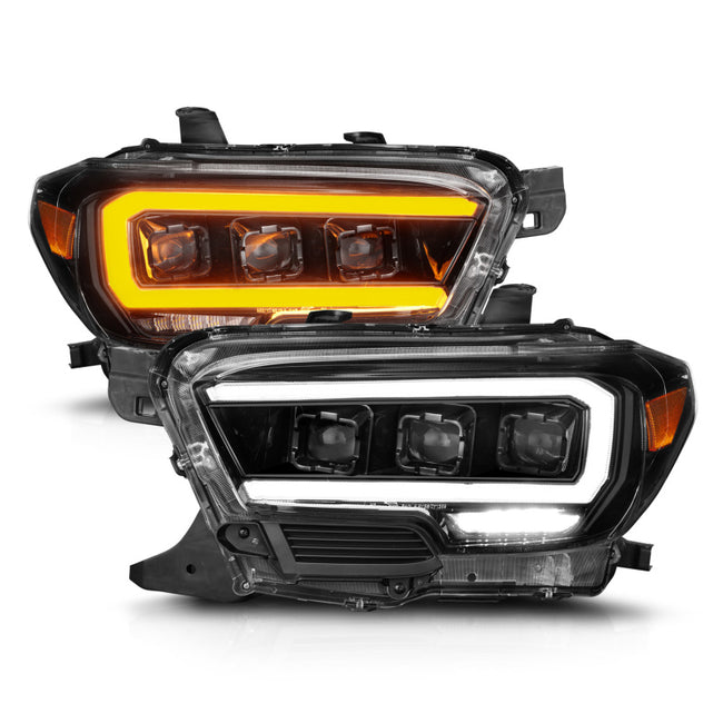 ANZO 16-23 Toyota Tacoma SR/SR5 ONLY Full LED Projector Headlights w/Light Bar Sequential Black w/Initiation Light