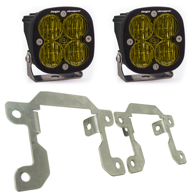 Baja Designs Ford 2019-23 Ranger; 2021-23 Bronco w/ OE Plastic Bumper Fog Light Squadron Amber Fog Pocket Kit