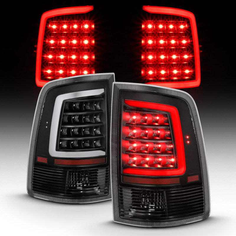 ANZO 2010-2018 Dodge Ram 1500 2500 3500 LED Taillight Plank Style Black w/Clear Lens