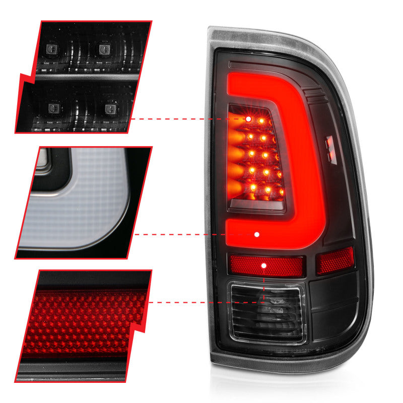 ANZO 2008-2016 Ford Super Duty LED Taillights Black Housing Clear Lens