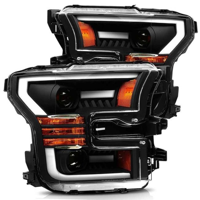 AlphaRex 15-17 Ford F-150, 17-20 Ford Raptor LUXX LED Projector Headlights Plank Style Black w/Activ Light/DRL