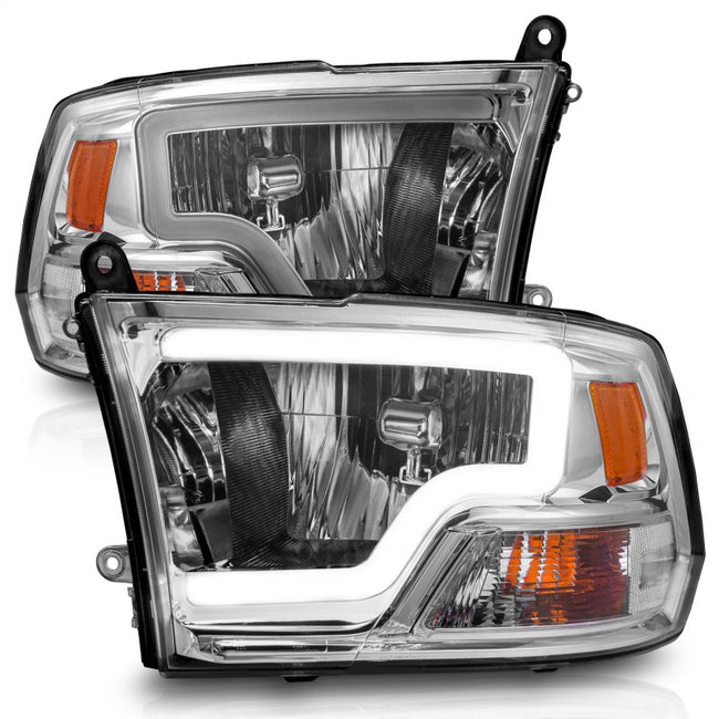 ANZO 2010-2018 Dodge Ram 1500/ 2500/ 3500 Crystal Headlights w/ Light Bar Chrome Housing