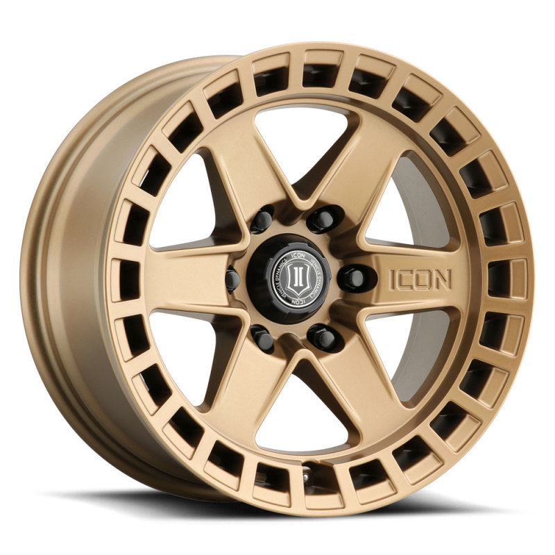 ICON Raider 17x8.5 6x120 0mm Offset 4.75in BS Satin Brass Wheel