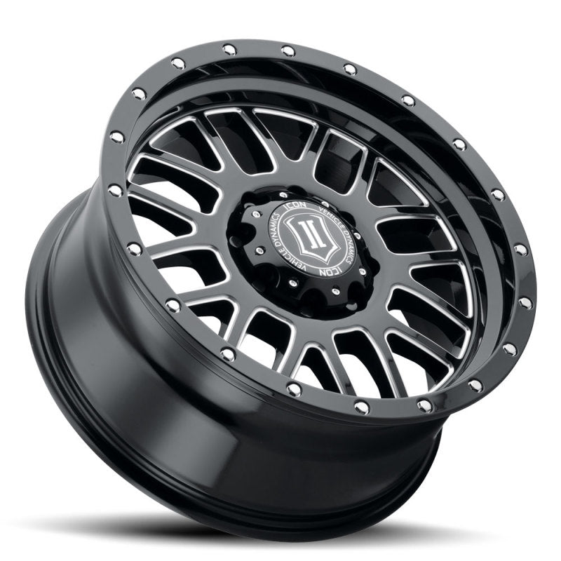 ICON Alpha 20x9 8x6.5in 19mm Offset 5.75in BS Gloss Black Milled Spokes Wheel