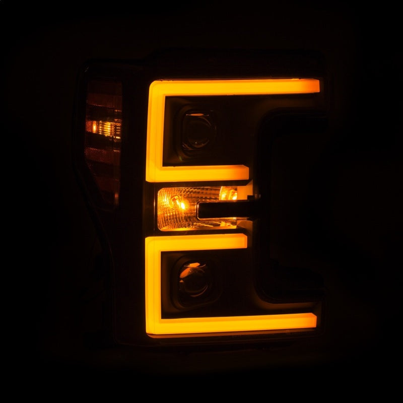 ANZO LED Headlights 17-19 Ford F-250 Super Duty Halogen Projector Plank-Style Headlight Black (Pair)