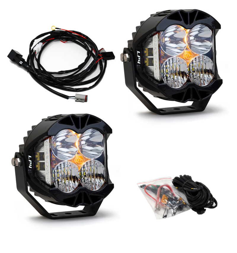 Baja Designs Jeep 2020-24 Gladiator; 2018-24 Wrangler JL With Steel Bumper LED Light Kit LP4 Witch Toggle Switch