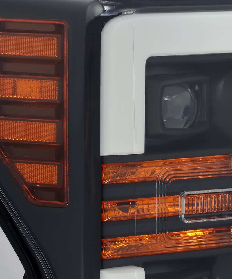 AlphaRex 17-19 Ford Super Duty PRO-Series Projector Headlight Plank Style Matte Black w/Activ Light/Sequential Signal