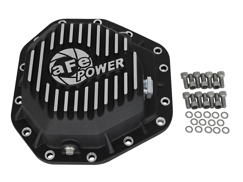 aFe Power Pro Ser Rear Diff Cover Black w/Mach Fins 2017-2024 Ford Diesel Trucks V8-6.7L(td) Dana M275-14