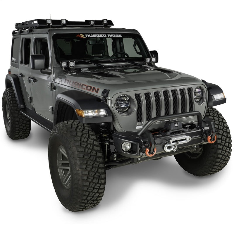 Rugged Ridge 18-20 Jeep Wrangler JL/JT Arcus Front Bumper Set w/ Overrider