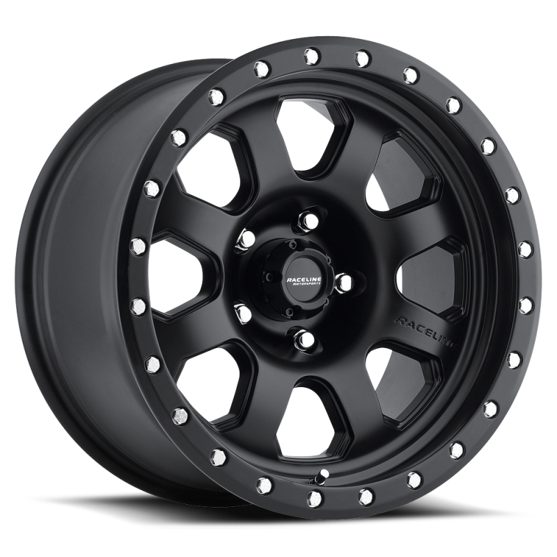 Raceline 928B Monster 17x9in 5x127 BP -12mm Offset 83.82mm Bore - Satin Black Wheel