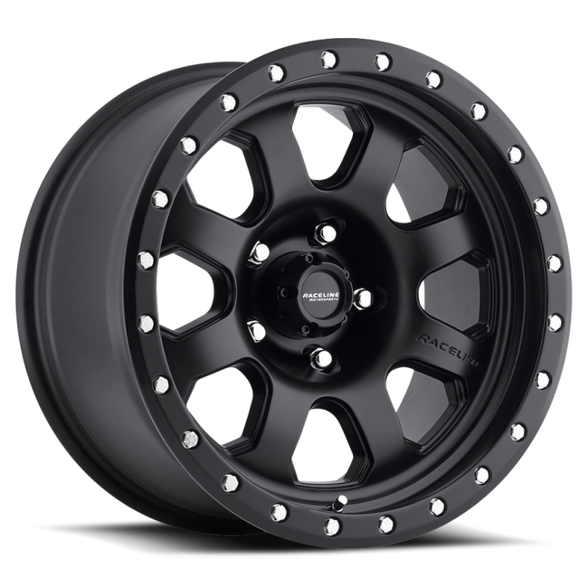 Raceline 928B Monster 17x9in 5x127 BP -12mm Offset 83.82mm Bore - Satin Black Wheel