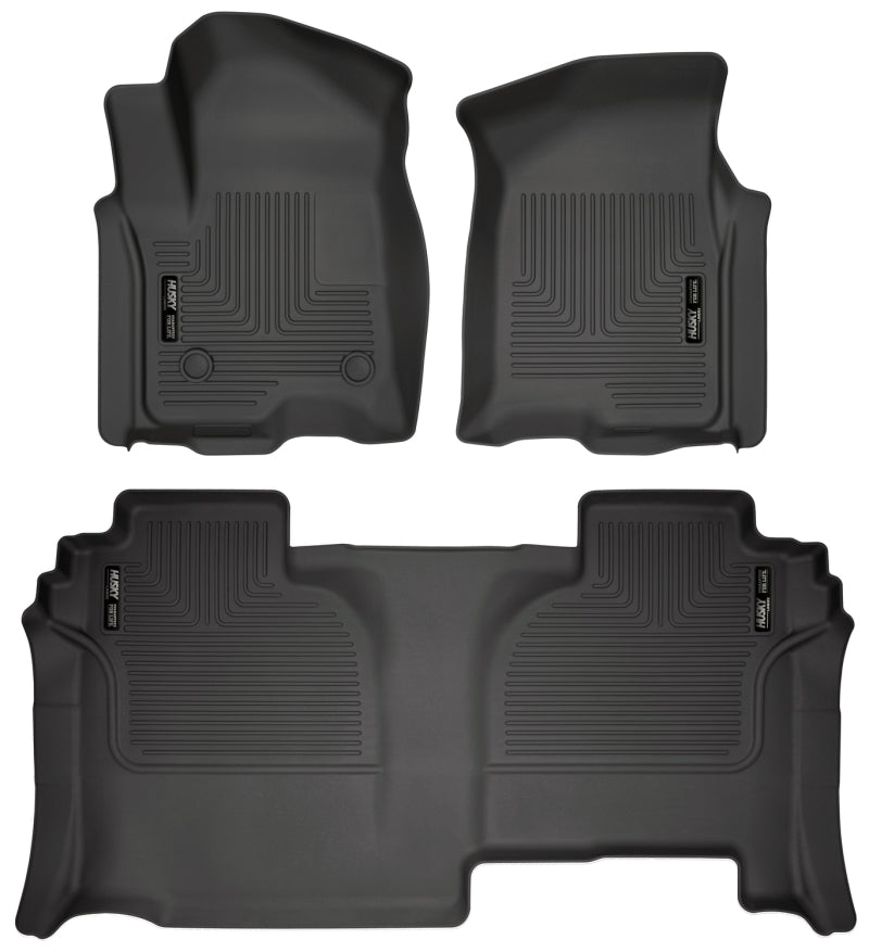 Husky Liners 2019 GMC Sierra 1500 Double Cab Weatherbeater Black Front & 2nd Seat Floor Liners