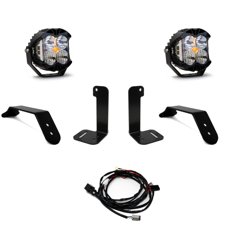 Baja Designs Jeep 2020-24 Gladiator; 2018-24 Wrangler JL With Plastic Bumper Dual LP4 Auxiliary Light Kit With Toggle Switch