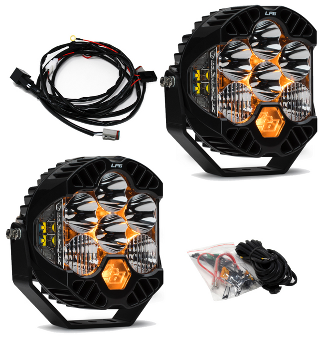 Baja Designs Jeep 2020-24 Gladiator; 2018-24 Wrangler JL With Steel Bumper LED Light Kit LP6 With Toggle Switch