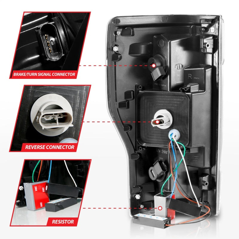 ANZO 2017-2019 Ford Super Duty LED Taillights - Black/Clear