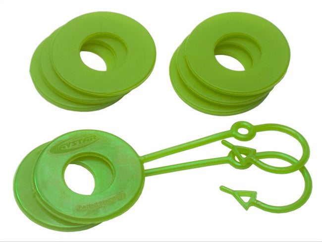 Daystar Fluorescent Green Locking D Ring Isolator Pair w/Washer Kit
