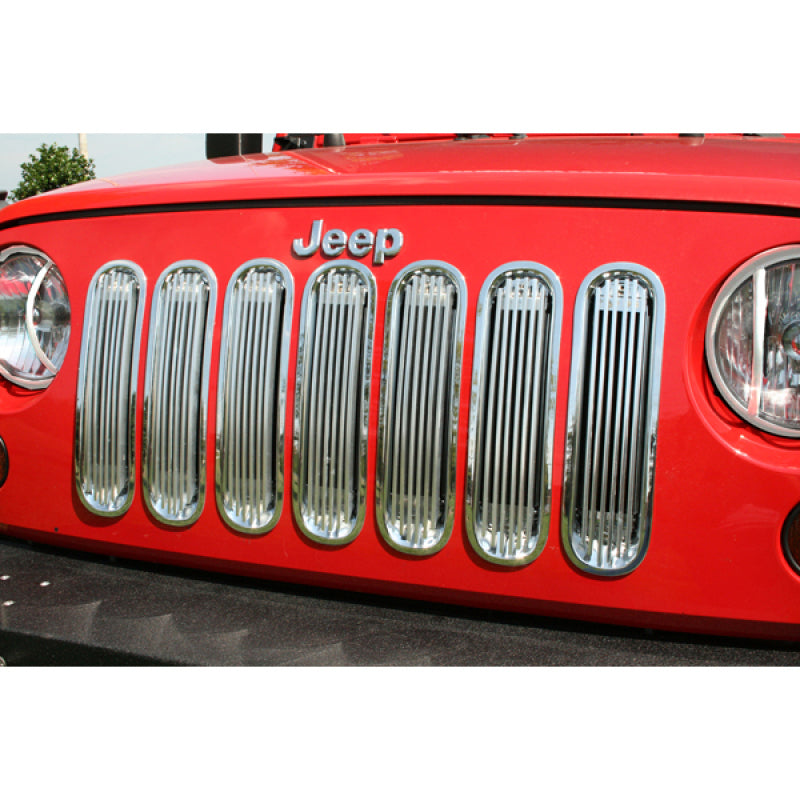 Rugged Ridge Billet Grille Insert Polished Alum 07-18 Jeep Wrangler