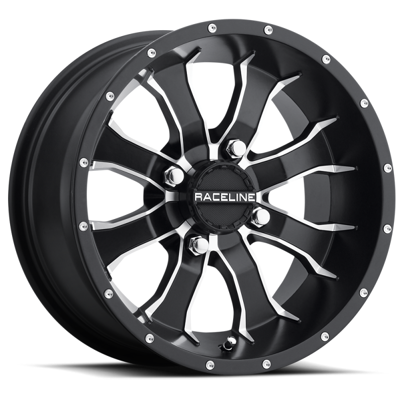 Raceline A77 Mamba 14x7in 4x156 BP 5mm Offset 132.5mm Bore - Black & Machined Wheel