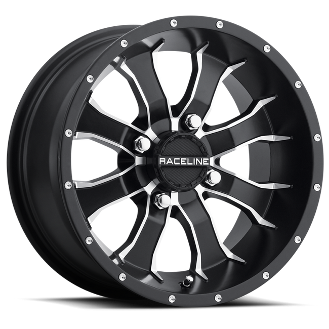 Raceline A77 Mamba 14x7in 4x156 BP 5mm Offset 132.5mm Bore - Black & Machined Wheel