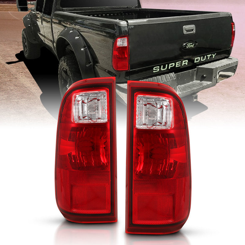 ANZO 2008-2016 Ford Super Duty Taillight Red/Clear Lens (OE Replacement)
