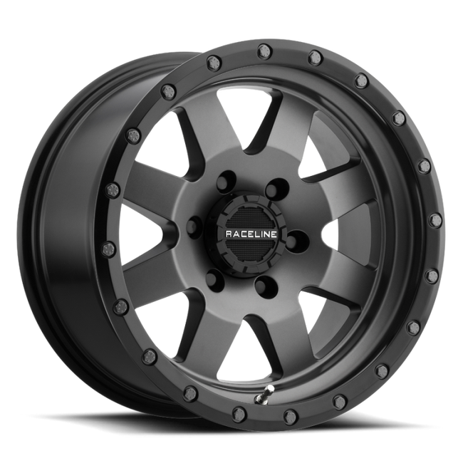 Raceline 935G Defender 17x9in 8x165.1 BP 0mm Offset 130.81mm Bore - Gunmetal Wheel