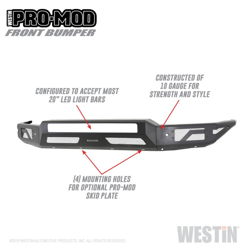 Westin 15-19 Chevrolet Silverado 2500/3500 Pro-Mod Front Bumper - Textured Black