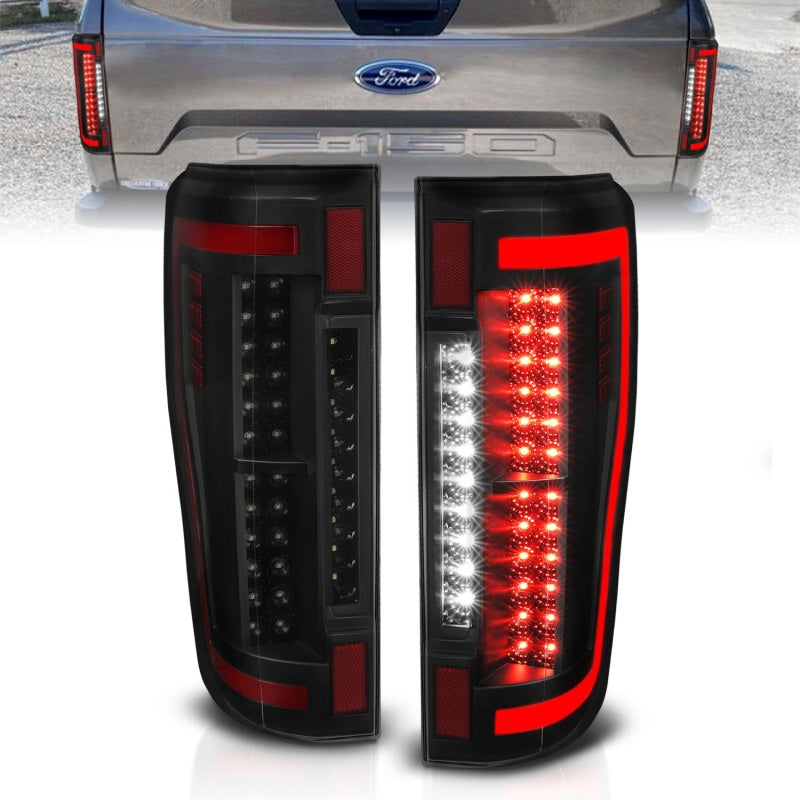 ANZO 2017-2019 Ford Super Duty LED Taillights - Black/Smoke