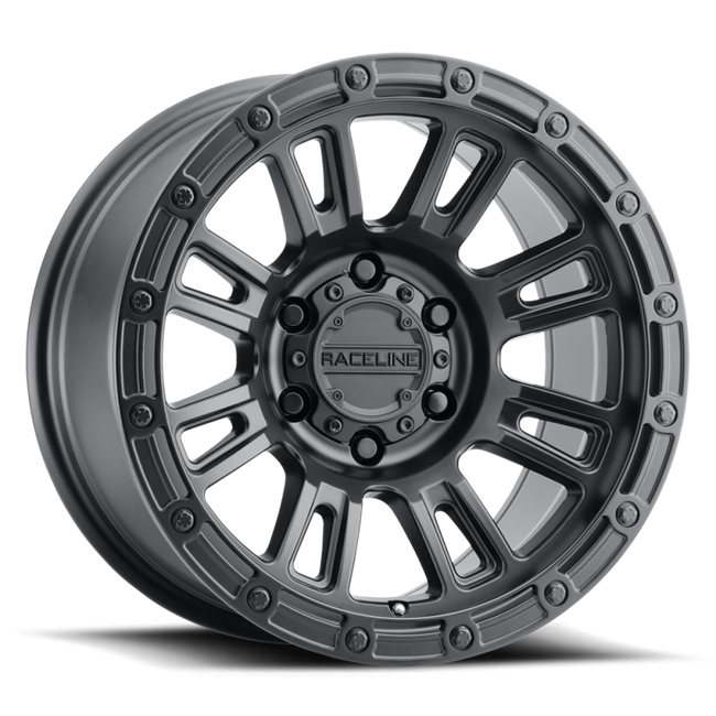 Raceline 956B Compass 17x8in 5x114.3 BP 30mm Offset 72.62mm Bore - Satin Black Wheel