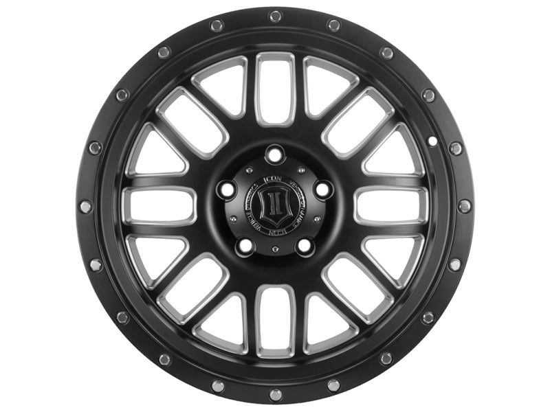 ICON Alpha 20x9 6x135 16mm Offset 5.625in BS 87.1mm Bore Satin Black/Milled Windows Wheel