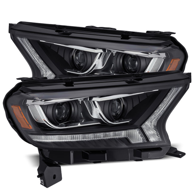 AlphaRex 2019+ Ford Ranger PRO-Series Projector Headlights Plank Style Black w/Sequential Signal/DRL