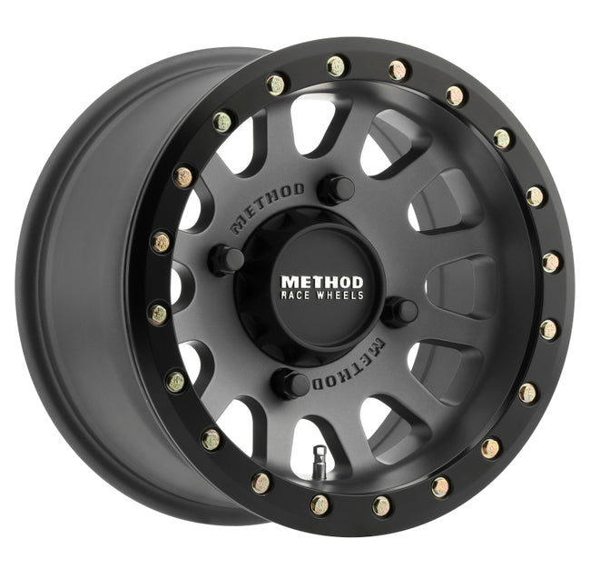 Method MR401 UTV Beadlock 15x7  4+3 13mm Offset  4x136  106mm CB Titanium Wheel- Matte Black Ring
