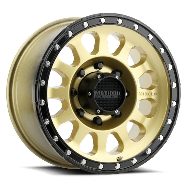 Method MR315 17x8.5 +25mm Offset 8x6.5 130.81mm CB Gold Black Street Loc Wheel