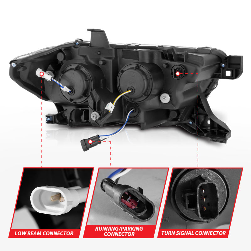 ANZO 16-23 Toyota Tacoma SR/SR5 ONLY Full LED Projector Headlights w/Light Bar Sequential Black w/Initiation Light