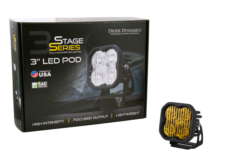 Diode Dynamics SS3 LED Pod Pro - Yellow Flood Standard (Single)