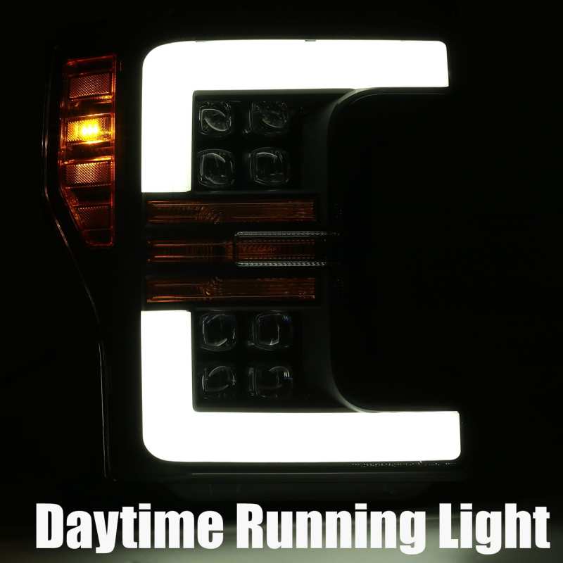 AlphaRex 17-19 Ford Super Duty NOVA LED Projector Headlights Plank Style Matte Black w/Activ Light/Sequential Signal