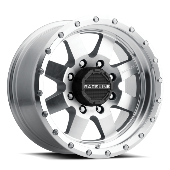 Raceline 935MC Defender 17x9in 5x127 BP 0mm Offset 83.82mm Bore - Machined Wheel