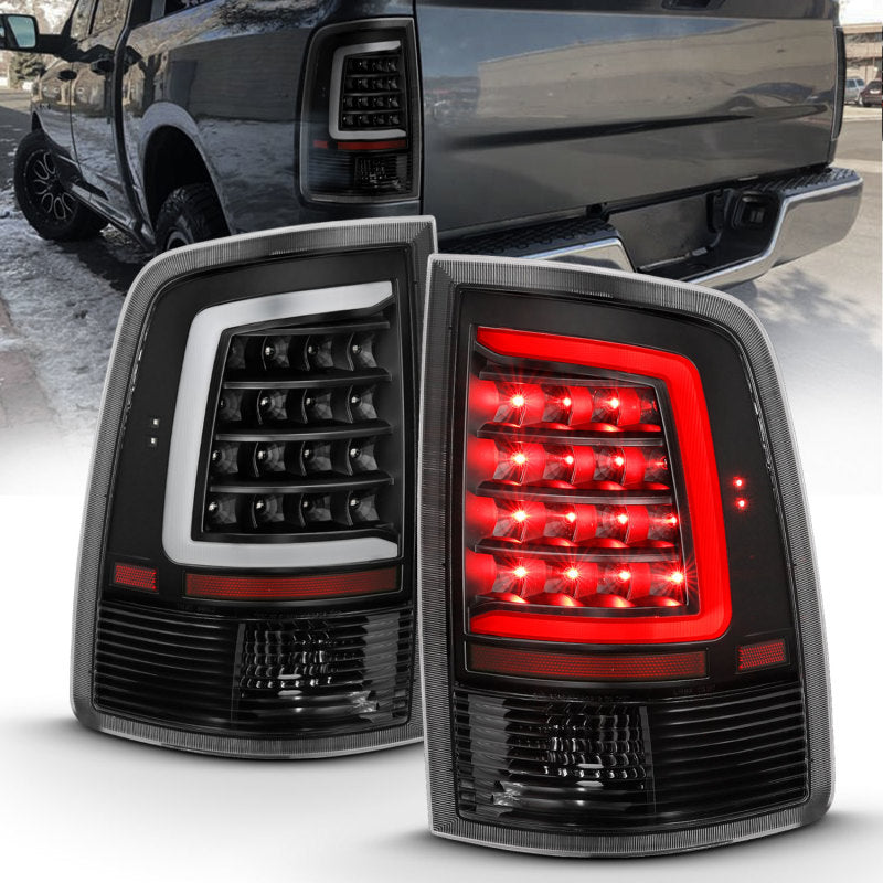 ANZO 2010-2018 Dodge Ram 1500 2500 3500 LED Taillight Plank Style Black w/Clear Lens