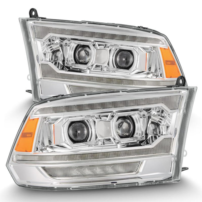 AlphaRex 10-18 Dodge Ram 1500 2500 3500 LUXX LED Projector Headlights Plank Style Chrome w/Activ Light/Sequential Signal/DRL